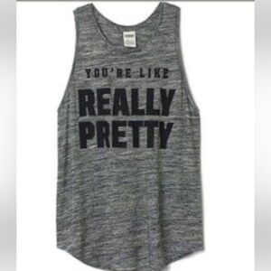 🍒VS Pink Y2K vintage rare You’re Like Really Pretty racerback tank top sz XS NWT